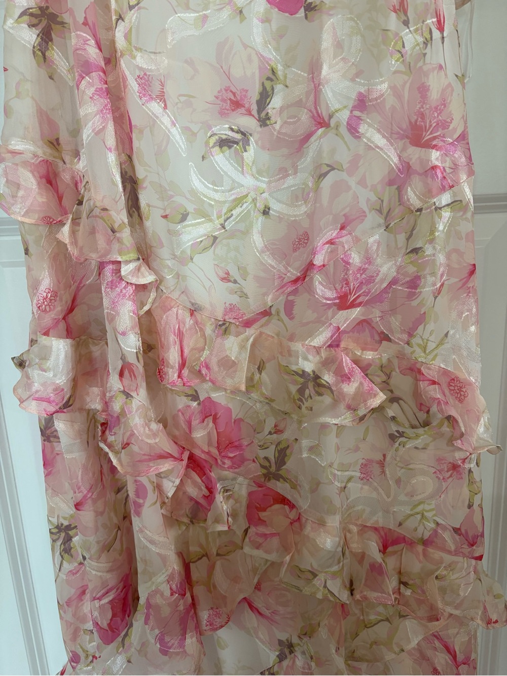 NWT Altar’d State Floral Pink Ruffle Maxi Dress 2X - Picture 5 of 6